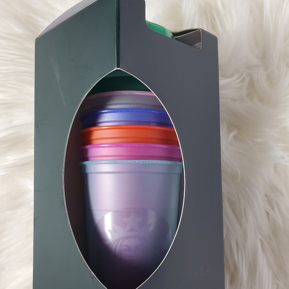 Starbucks Multicolor Reusable 16 Oz Hot Cups- 6 PACK!! NEW - Picture 2 of 3